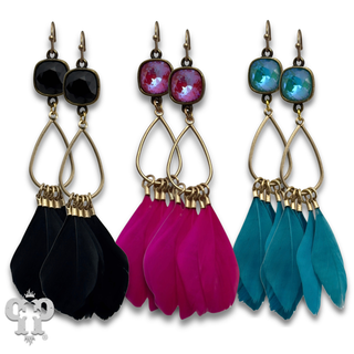 Feather fringe earring with crystals from Swarovski® - LC