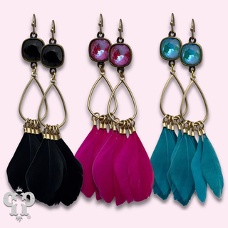 Feather fringe earring with crystals from Swarovski® - LC