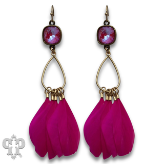 Feather fringe earring with crystals from Swarovski® - LC