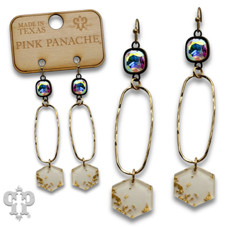 Acrylic hexagon charm earring with a crystal from Swarovski®- LC