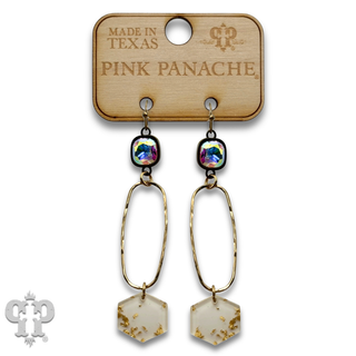 Acrylic hexagon charm earring with a crystal from Swarovski®- LC