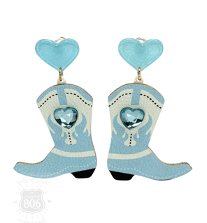 Western boot and heart earring