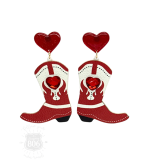 Western boot and heart earring