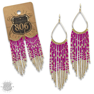 Seed bead fringe earring - LC