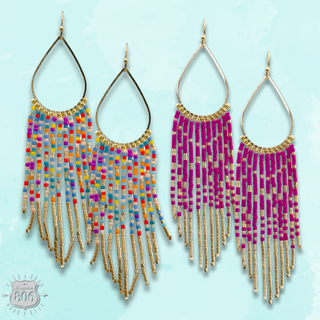 Seed bead fringe earring