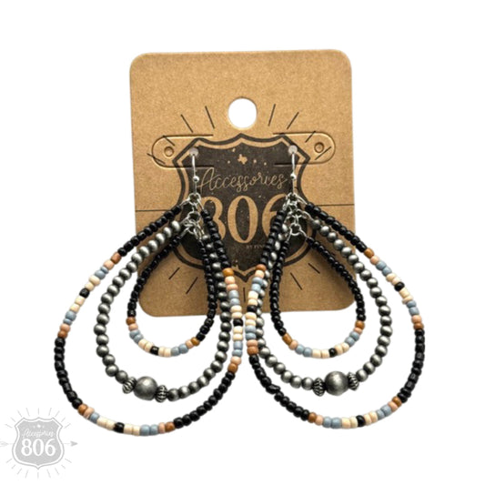 Seed bead triple teardrop earring