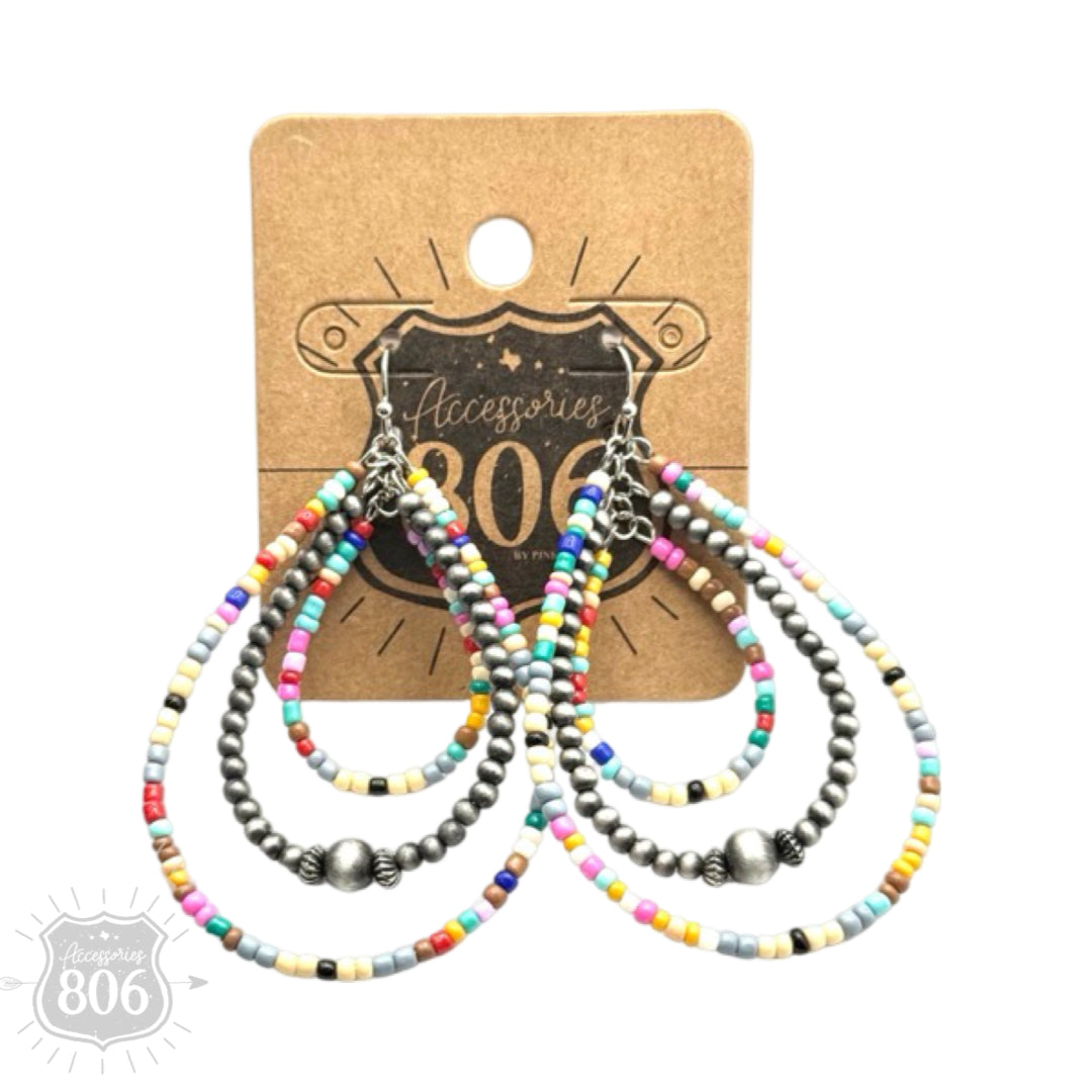 Seed bead triple teardrop earring