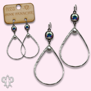 Double layered metal tone teardrop earring with crystals from Swarovski®