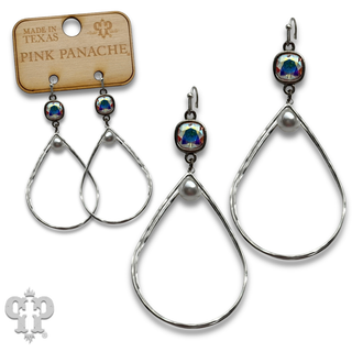 Double layered metal tone teardrop earring with crystals from Swarovski®