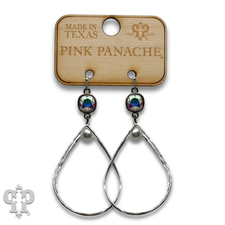 Double layered metal tone teardrop earring with crystals from Swarovski®