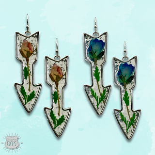 Pressed flower arrow earring