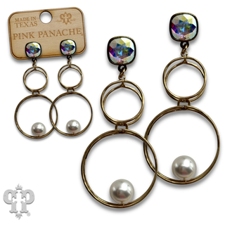 Floating pearl bead earring with crystals from Swarovski®