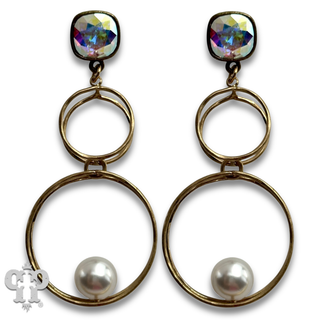 Floating pearl bead earring with crystals from Swarovski®