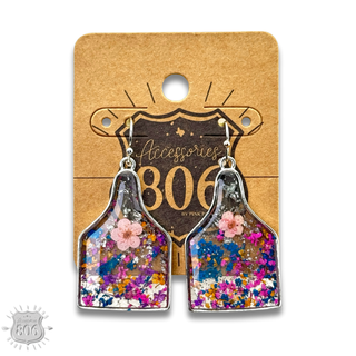 Pressed flower ear tag earring - LC