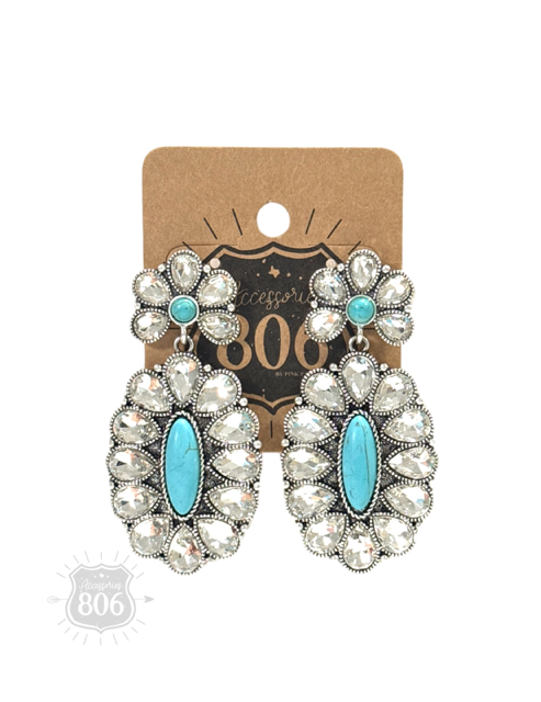 Western rhinestone concho earring