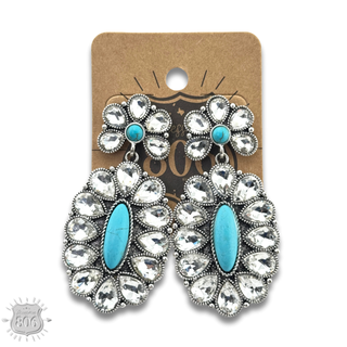 Western rhinestone concho earring