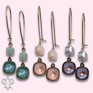 Square crystal bead earring with crystals from Swarovski®-LC