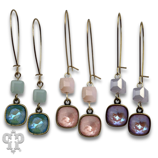 Square crystal bead earring with crystals from Swarovski®-LC