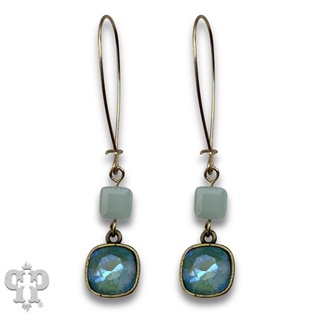 Square crystal bead earring with crystals from Swarovski®-LC