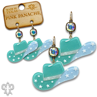 Star design cowboy hat earring with Austrian crystal - LC