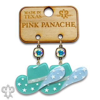 Star design cowboy hat earring with Austrian crystal - LC