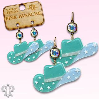 Star design cowboy hat earring with Austrian crystal - LC
