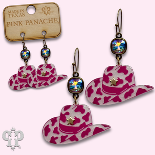 Cow print cowboy hat earring with crystals from Swarovski®