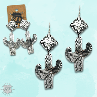 Silver cactus earring