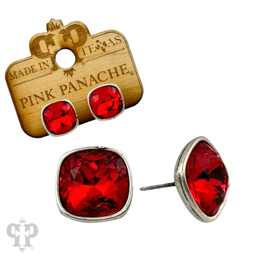 Austrian square crystal post earring, 12mm