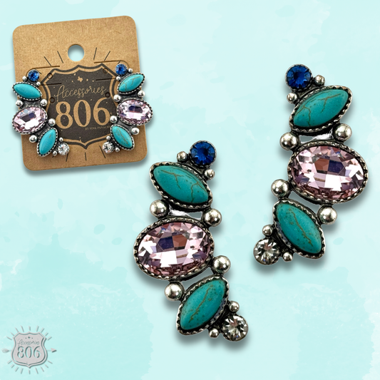 Rhinestone navette post earring