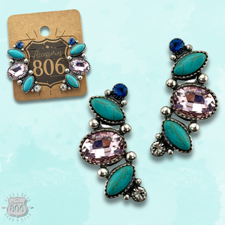 Rhinestone navette post earring