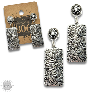 Tooled look metal earring