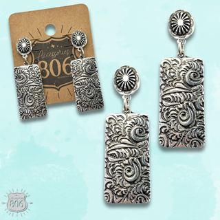 Tooled look metal earring