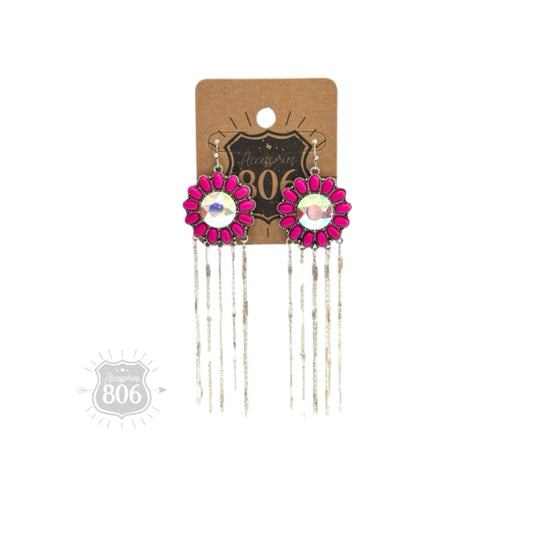 Flower concho fringe earring