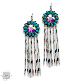 Flower concho fringe earring