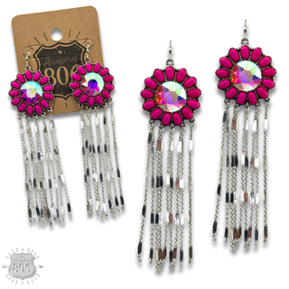 Flower concho fringe earring