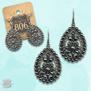 Burnished silver scalloped teardrop earring  