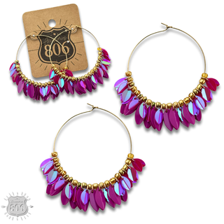 Petal fringe hoop earring