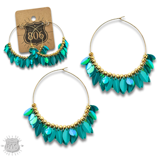 Petal fringe hoop earring