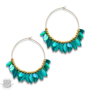 Petal fringe hoop earring
