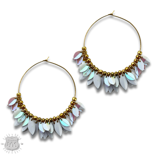 Petal fringe hoop earring