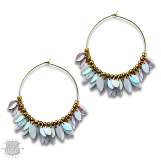 Petal fringe hoop earring