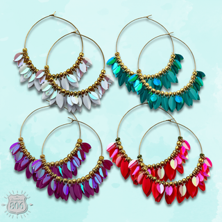 Petal fringe hoop earring