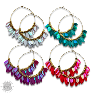 Petal fringe hoop earring