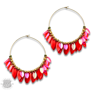 Petal fringe hoop earring