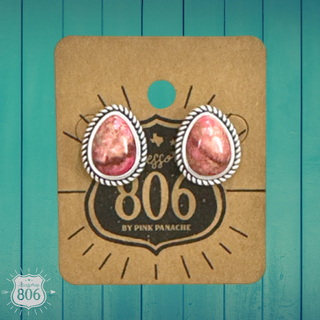 Stone teardrop post earring