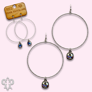 Large textured circle earring with crystals from Swarovski®- LC