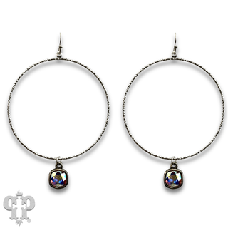 Large textured circle earring with crystals from Swarovski®- LC