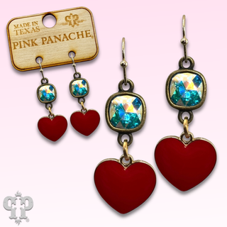 Tiny enamel heart earring with Austrian crystal