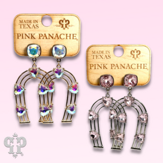 Horseshoe and rhinestone heart earring with Austrian crystal